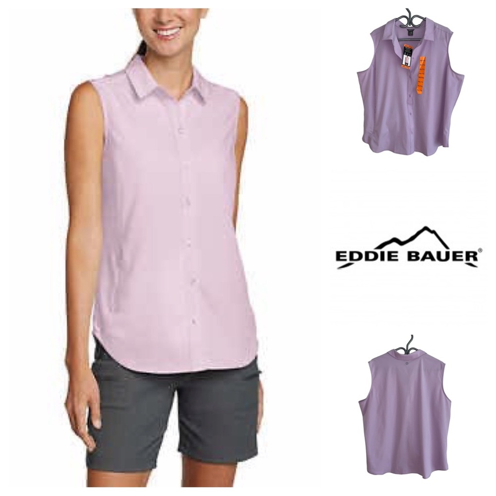 Eddie Bauer Sleeveless Button-Down Top in Light Lavender